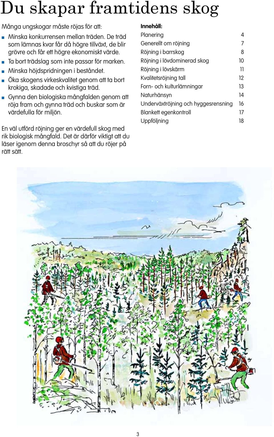 Gya de biologiska mågfalde geom att röja fram och gya träd och buskar som är värdefulla för miljö. E väl utförd röjig ger e värdefull skog med rik biologisk mågfald.
