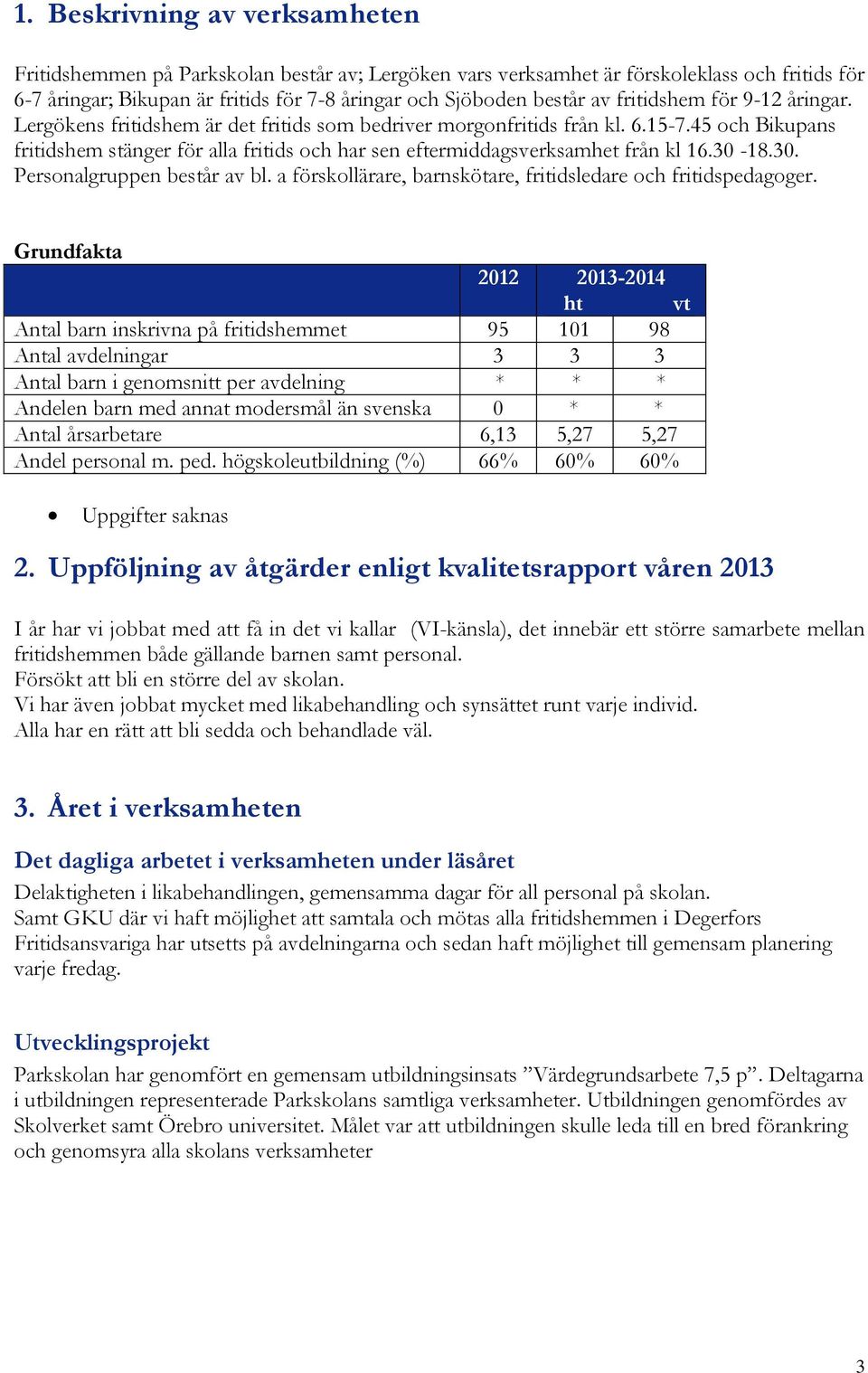 45 och Bikupans fritidshem stänger för alla fritids och har sen eftermiddagsverksamhet från kl 16.30-18.30. Personalgruppen består av bl.