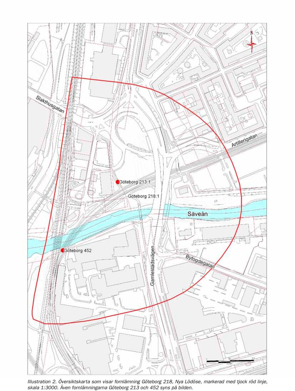 Göteborg 218, Nya Lödöse, markerad med tjock