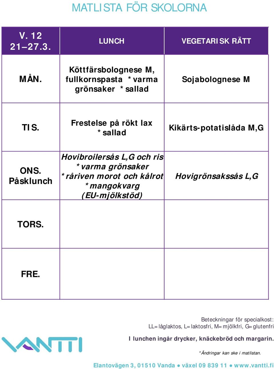 Sojabolognese M Frestelse på rökt lax Kikärts-potatislåda M,G