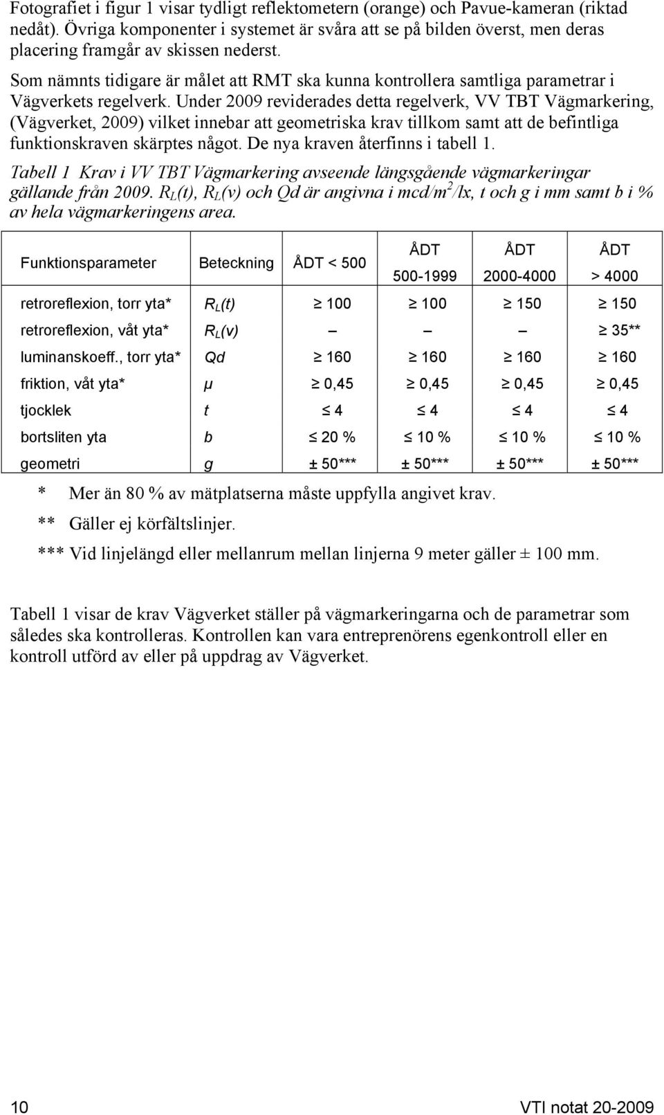 Som nämnts tidigare är målet att RMT ska kunna kontrollera samtliga parametrar i Vägverkets regelverk.