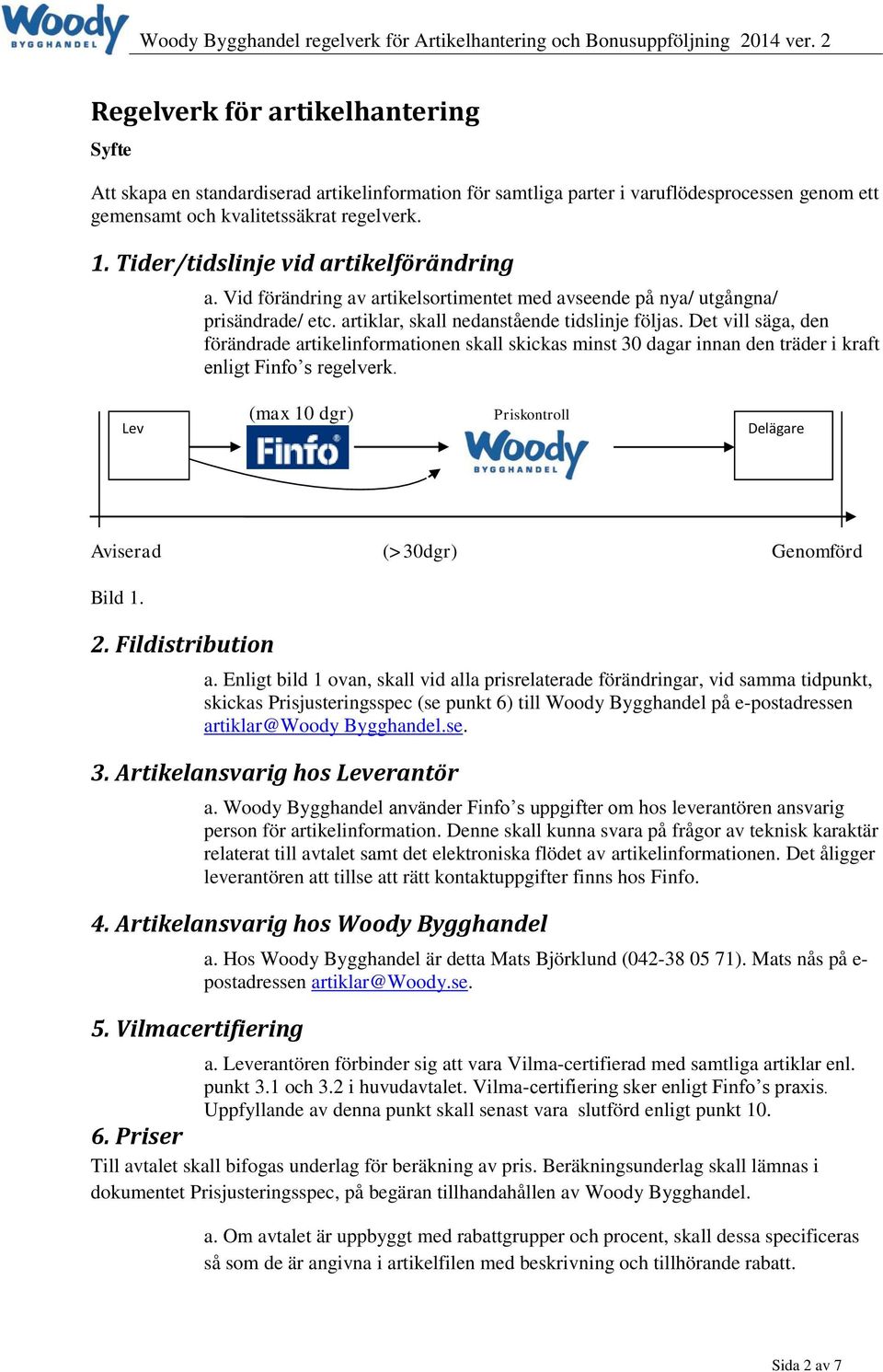 Det vill säga, den förändrade artikelinformationen skall skickas minst 30 dagar innan den träder i kraft enligt Finfo s regelverk.