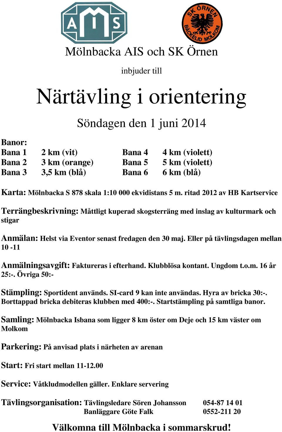 ritad 2012 av HB Kartservice Terrängbeskrivning: Måttligt kuperad skogsterräng med inslag av kulturmark och stigar Anmälan: Helst via Eventor senast fredagen den 30 maj.