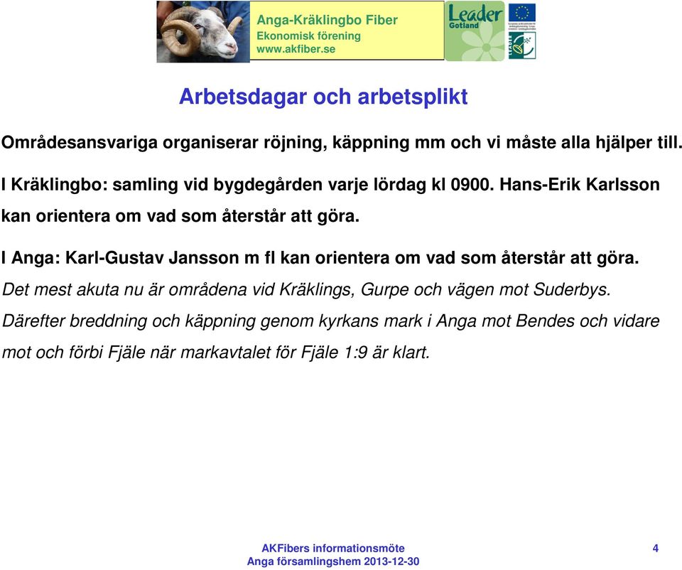 I Anga: Karl-Gustav Jansson m fl kan orientera om vad som återstår att göra.
