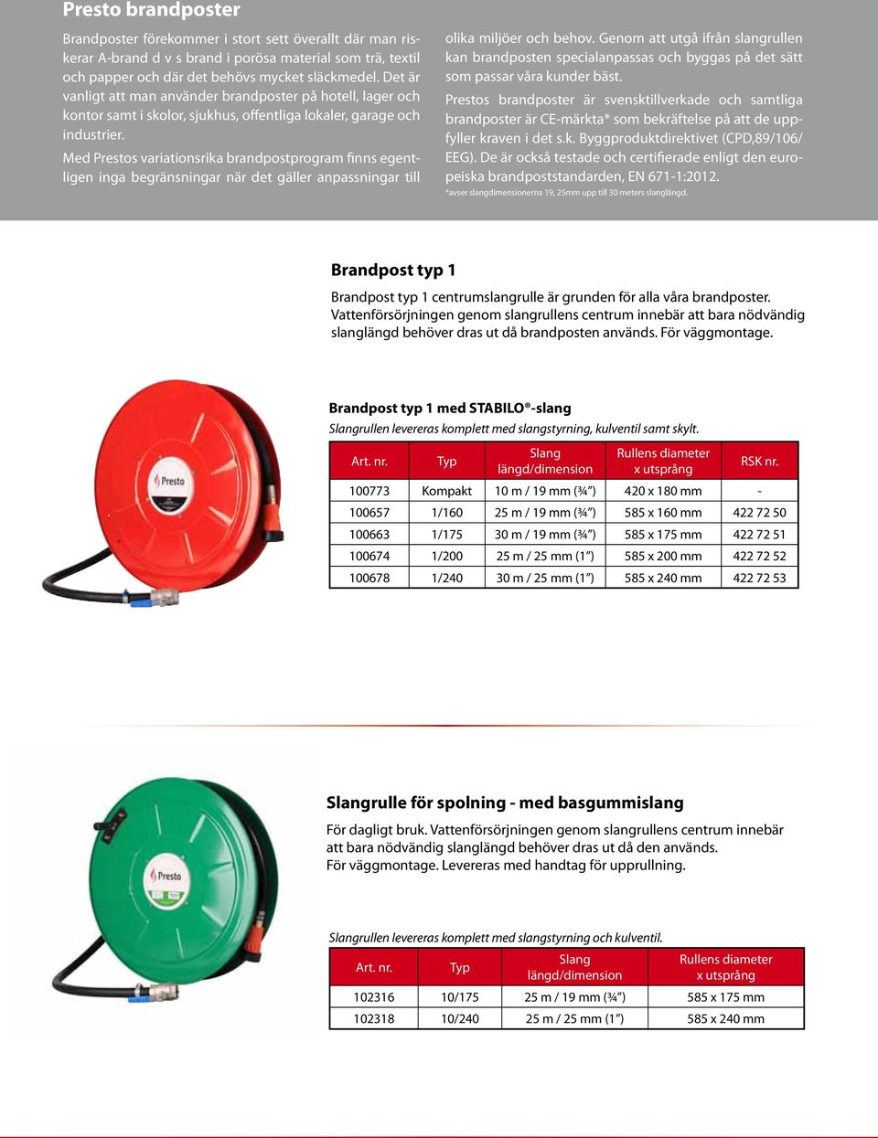 Med Prestos variationsrika brandpostprogram finns egentligen inga begränsningar när det gäller anpassningar till olika miljöer och behov.