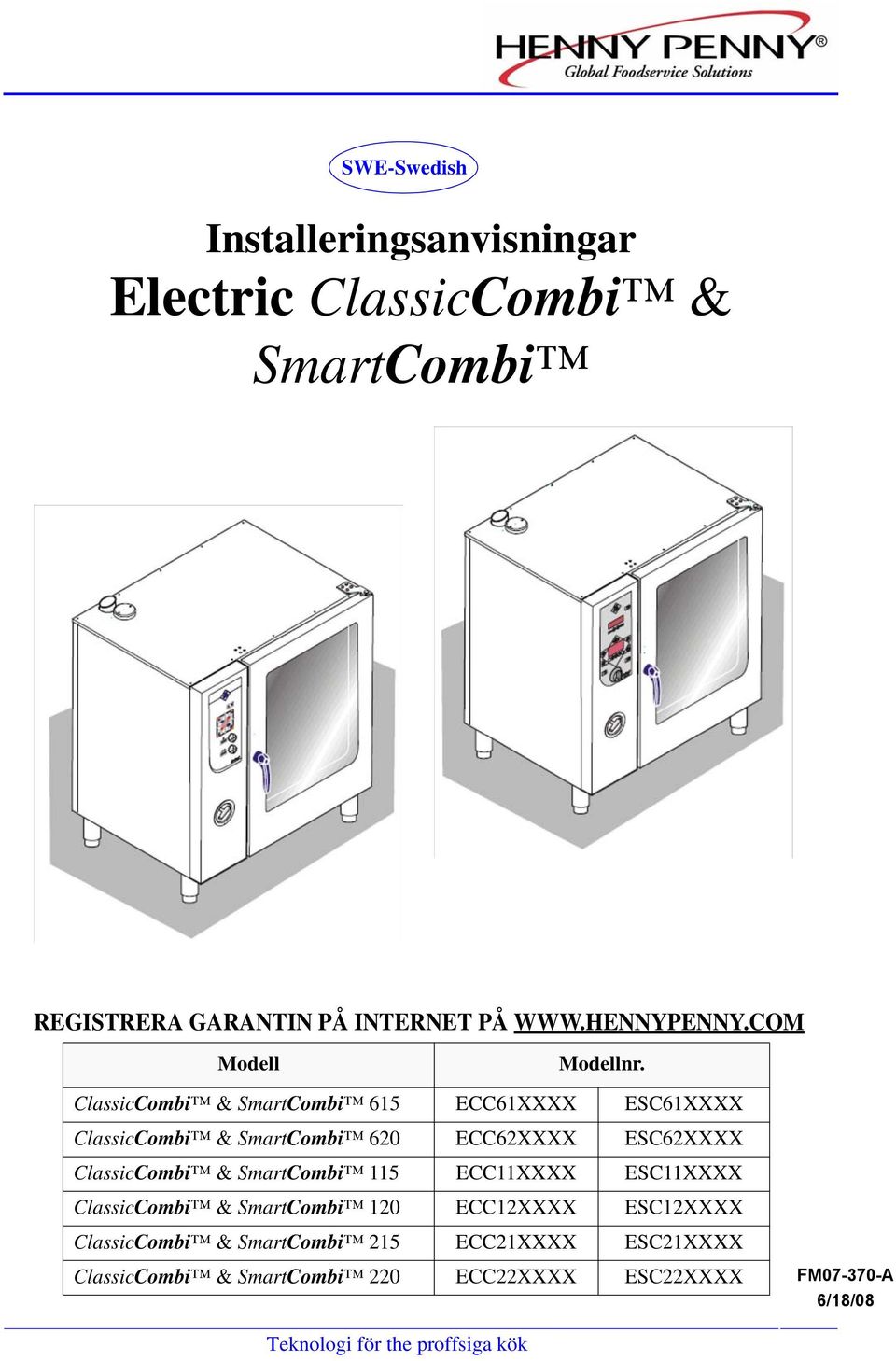 ClassicCombi & SmartCombi 615 ECC61XXXX ESC61XXXX ClassicCombi & SmartCombi 620 ECC62XXXX ESC62XXXX ClassicCombi &