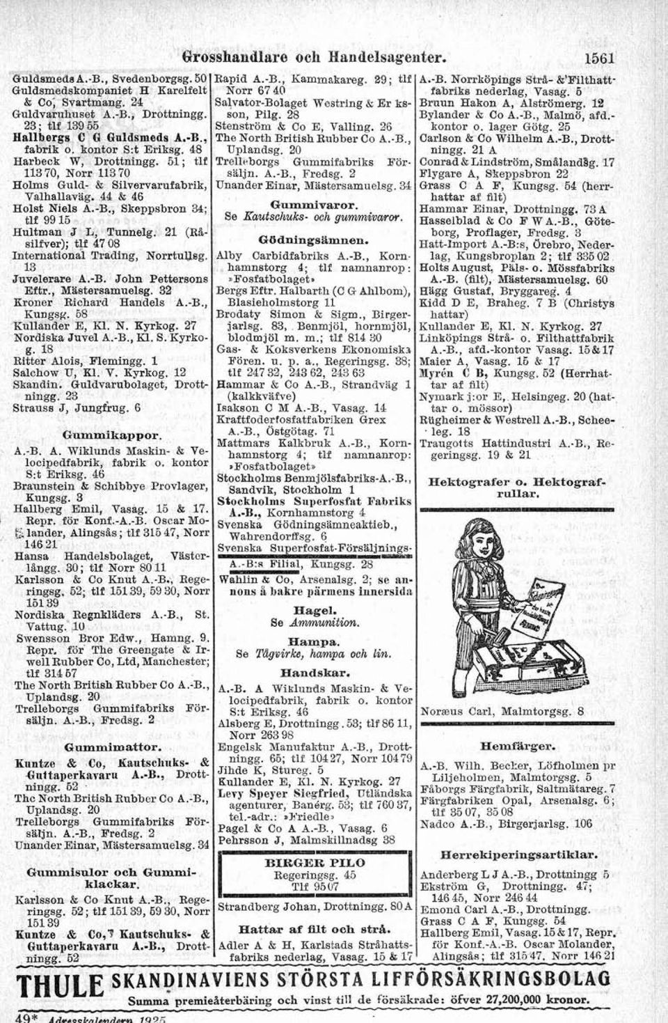 21 (R&' silfver); tlf 47 08 International Trading, NorrtuUsg. 13 Juvelerare A.B. John Petteraon8 Eftr., Mastersamuelsg. 32 iirouer Richard Handels A.B., Kungsg. b8 Kullander E, Kl. N. Kyrkog.