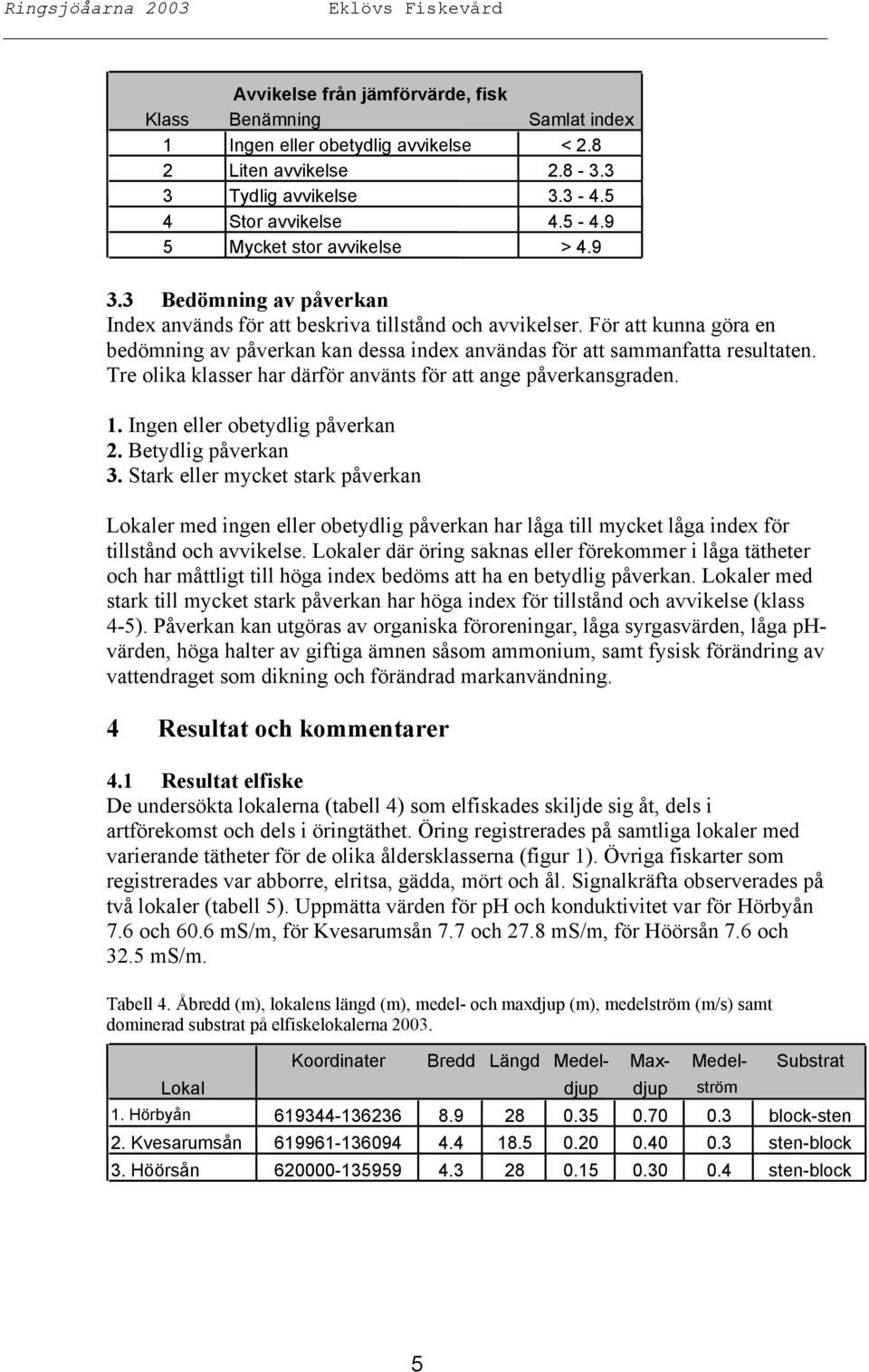 För att kunna göra en bedömning av påverkan kan dessa index användas för att sammanfatta resultaten. Tre olika klasser har därför använts för att ange påverkansgraden. 1.