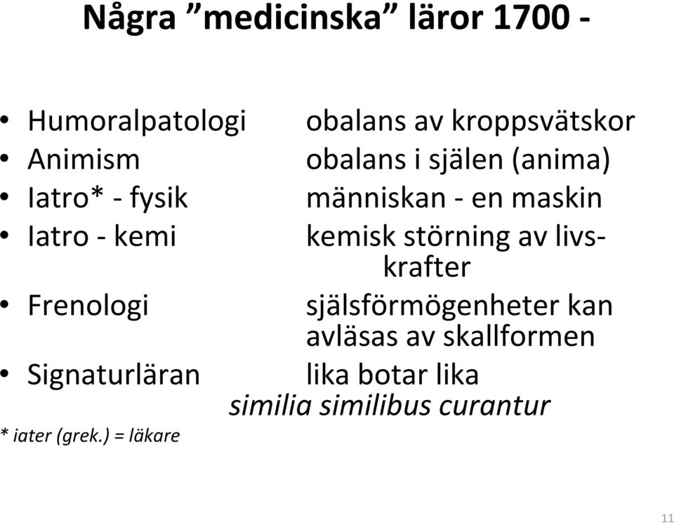 ) = läkare obalans av kroppsvätskor obalans i själen (anima) människan - en