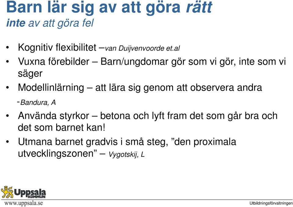 sig genom att observera andra -Bandura, A Använda styrkor betona och lyft fram det som går bra