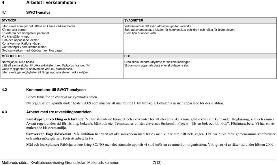 MÖJLIGHETER Närmiljön till olika besök Lätt att samla skolan till olika aktiviteter, t.ex. Valborgs firande, FN Goda möjligheter till samverkan vid t.ex. studiebesök.