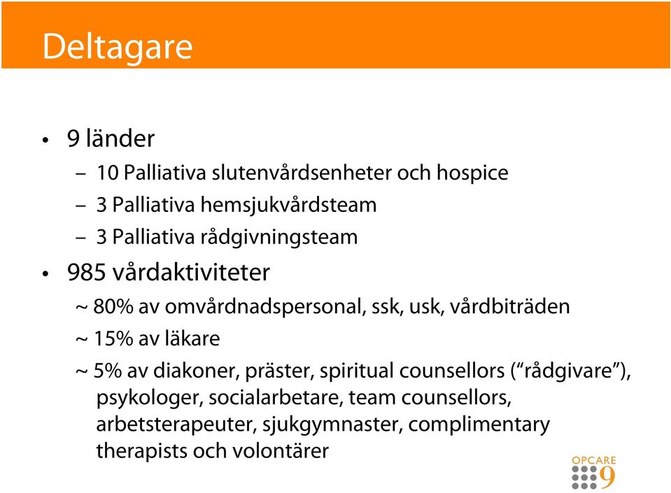 ~ 15% av läkare ~ 5% av diakoner, präster, spiritual counsellors ( rådgivare ), psykologer,