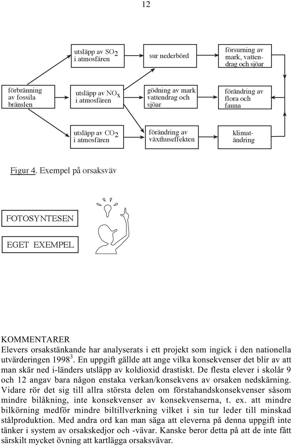 Exempel på orsaksväv FOTOSYNTESEN EGET EXEMPEL KOMMENTARER Elevers orsakstänkande har analyserats i ett projekt som ingick i den nationella utvärderingen 1998 3.