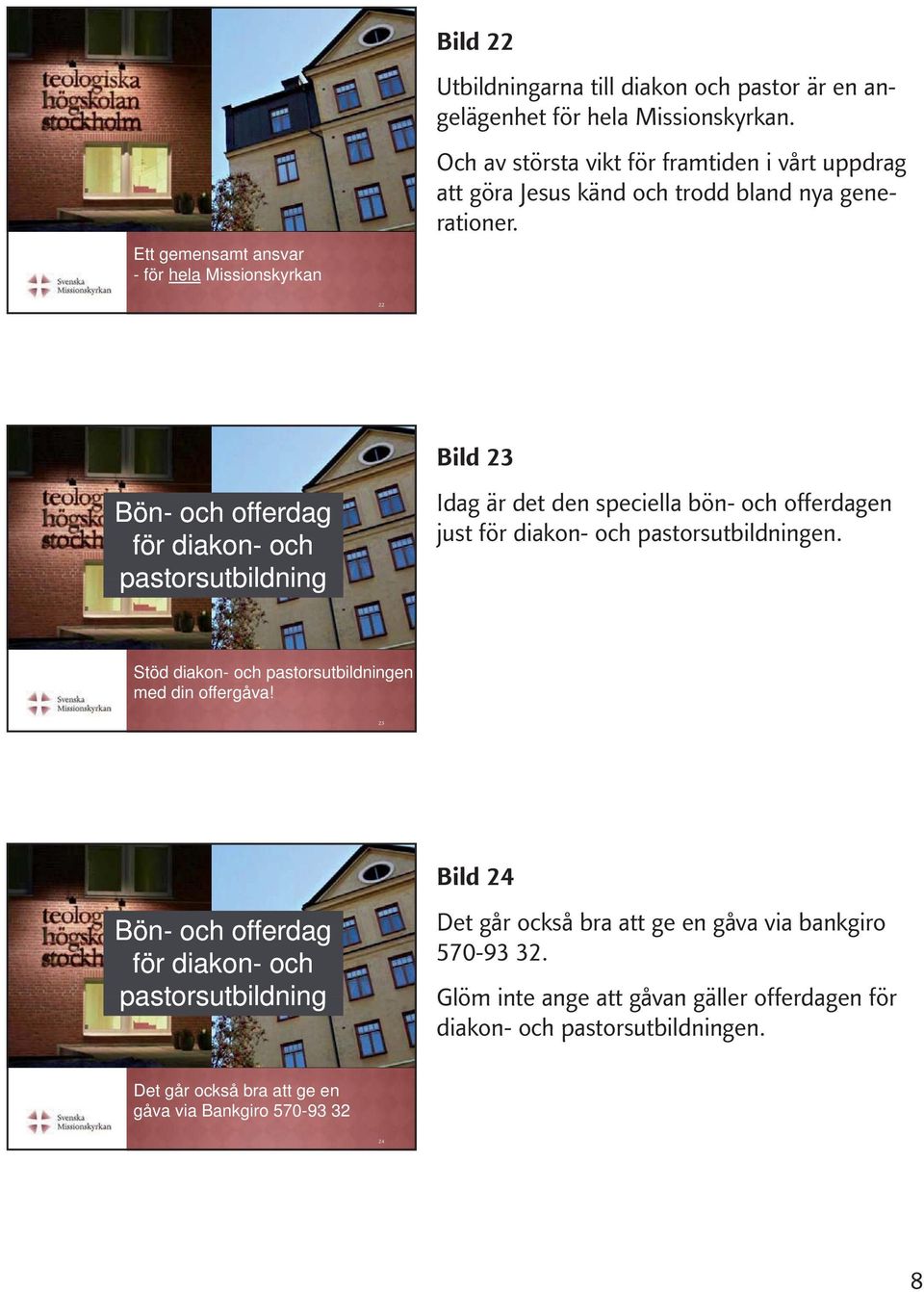 nya generationer. 22 Bild 23 Bön- och Idag är det den speciella bön- och en just en. Stöd diakon- och en med din offergåva!