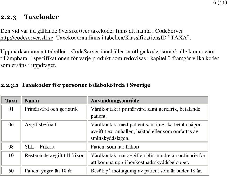 I specifikationen för varje produkt som redovisas i kapitel 3 