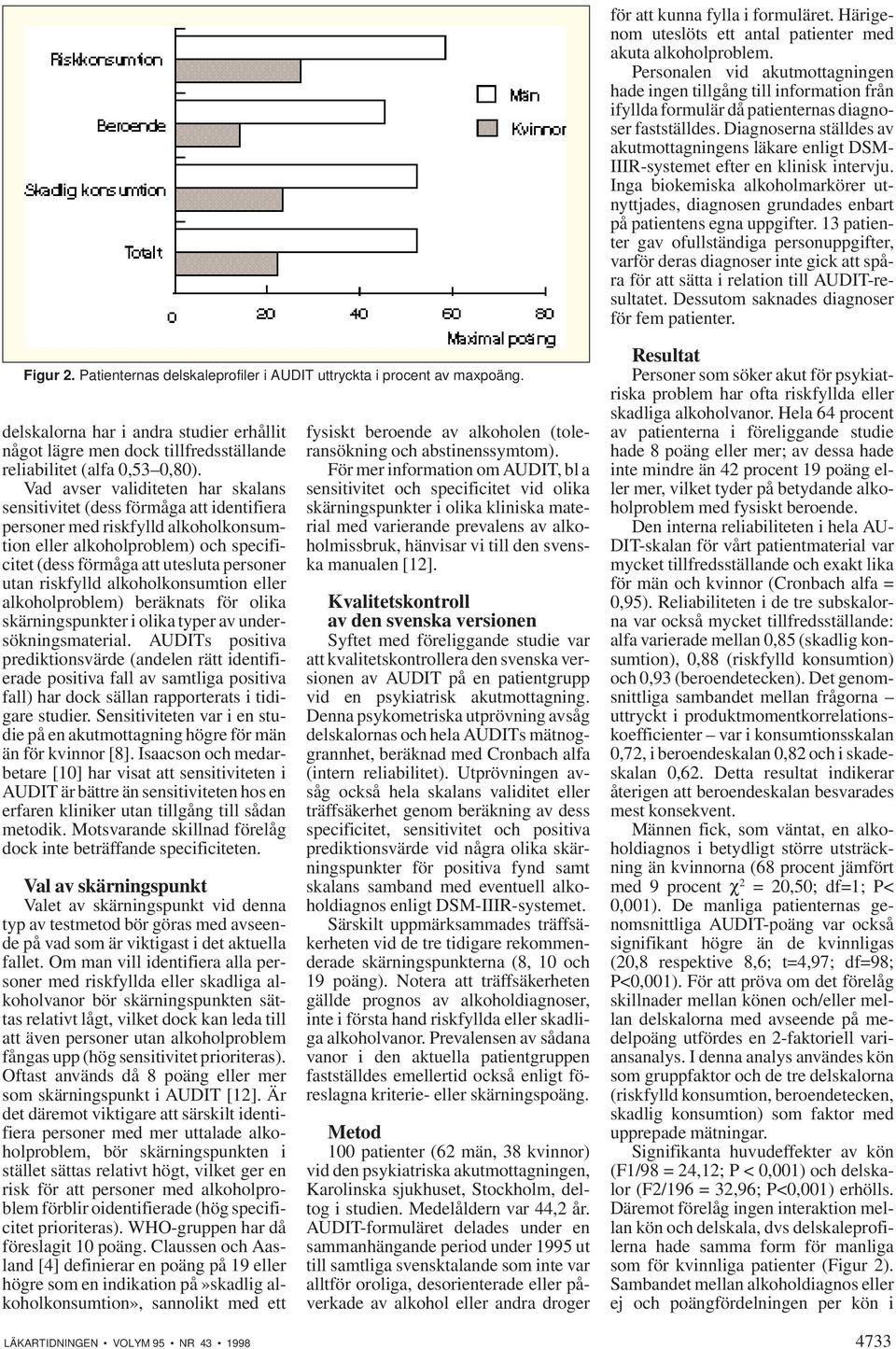 Diagnoserna ställdes av akutmottagningens läkare enligt DSM- IIIR-systemet efter en klinisk intervju.