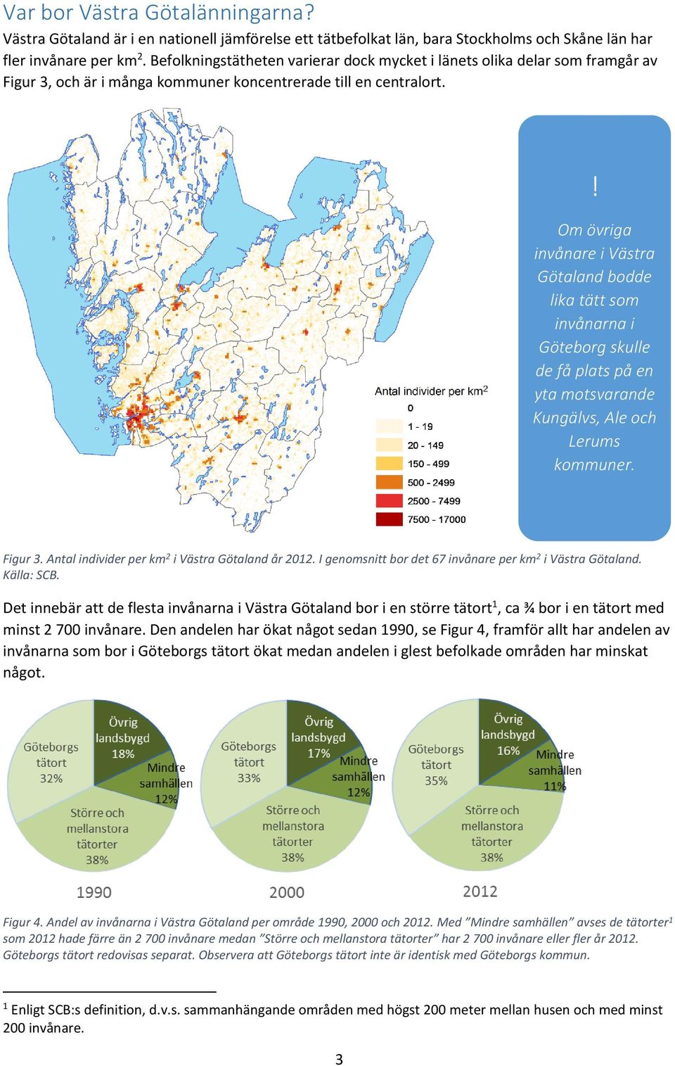 ! Om övriga invånare i Västra Götaland bodde lika tätt som invånarna i Göteborg skulle de få plats på en yta motsvarande Kungälvs, Ale och Lerums kommuner. Figur 3.