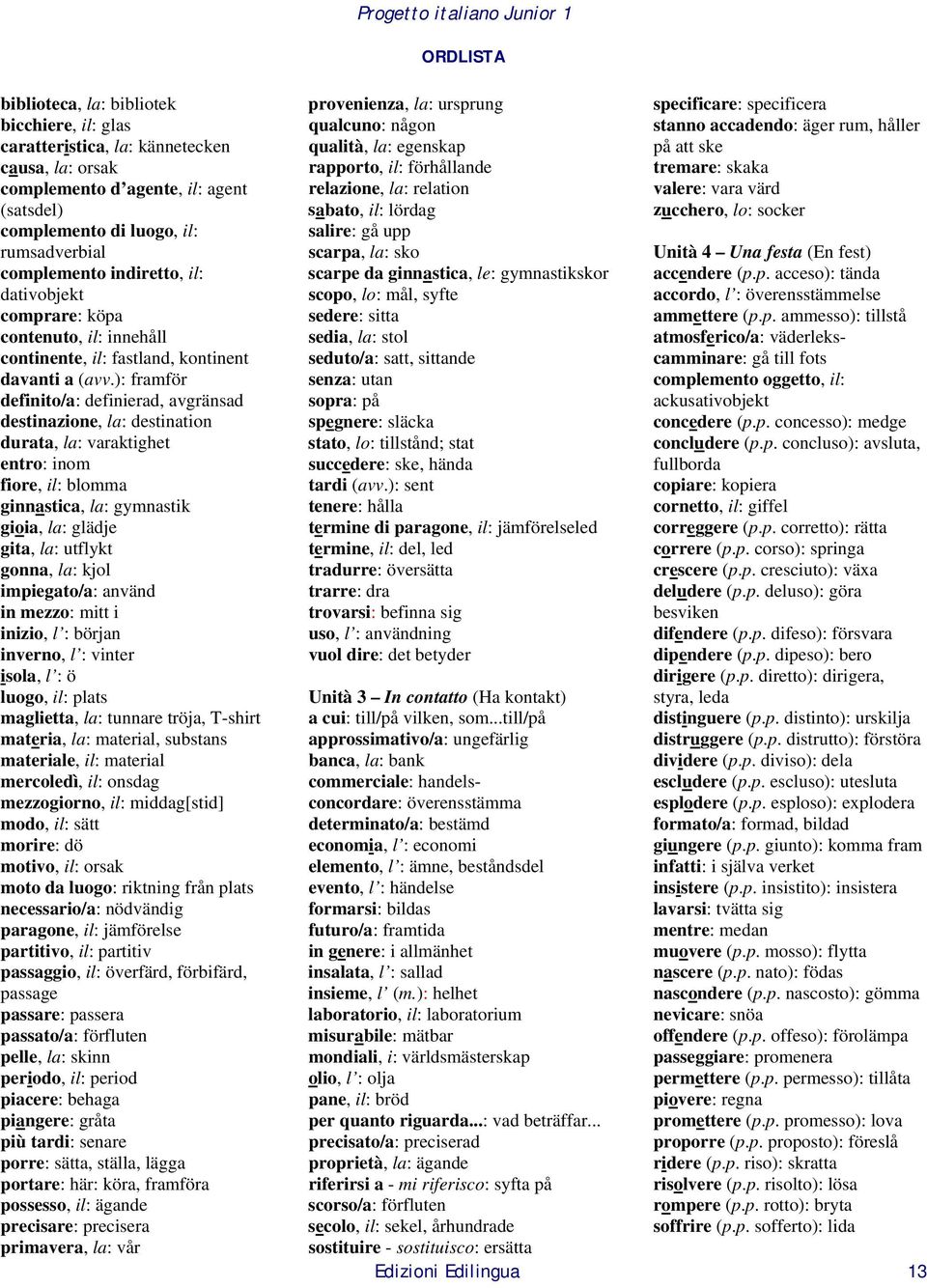 ): framför definito/a: definierad, avgränsad destinazione, la: destination durata, la: varaktighet entro: inom fiore, il: blomma ginnastica, la: gymnastik gioia, la: glädje gita, la: utflykt gonna,