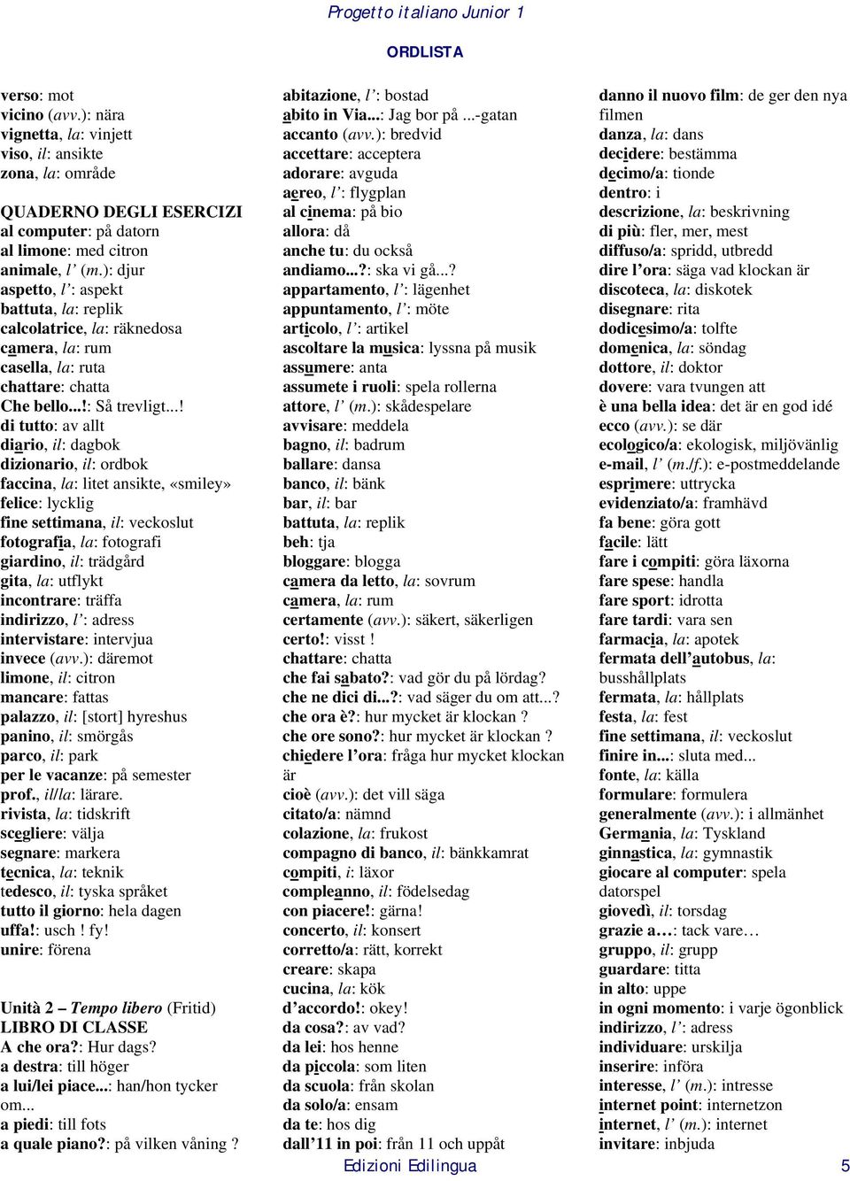 ..! di tutto: av allt diario, il: dagbok dizionario, il: ordbok faccina, la: litet ansikte, «smiley» felice: lycklig fine settimana, il: veckoslut fotografia, la: fotografi giardino, il: trädgård