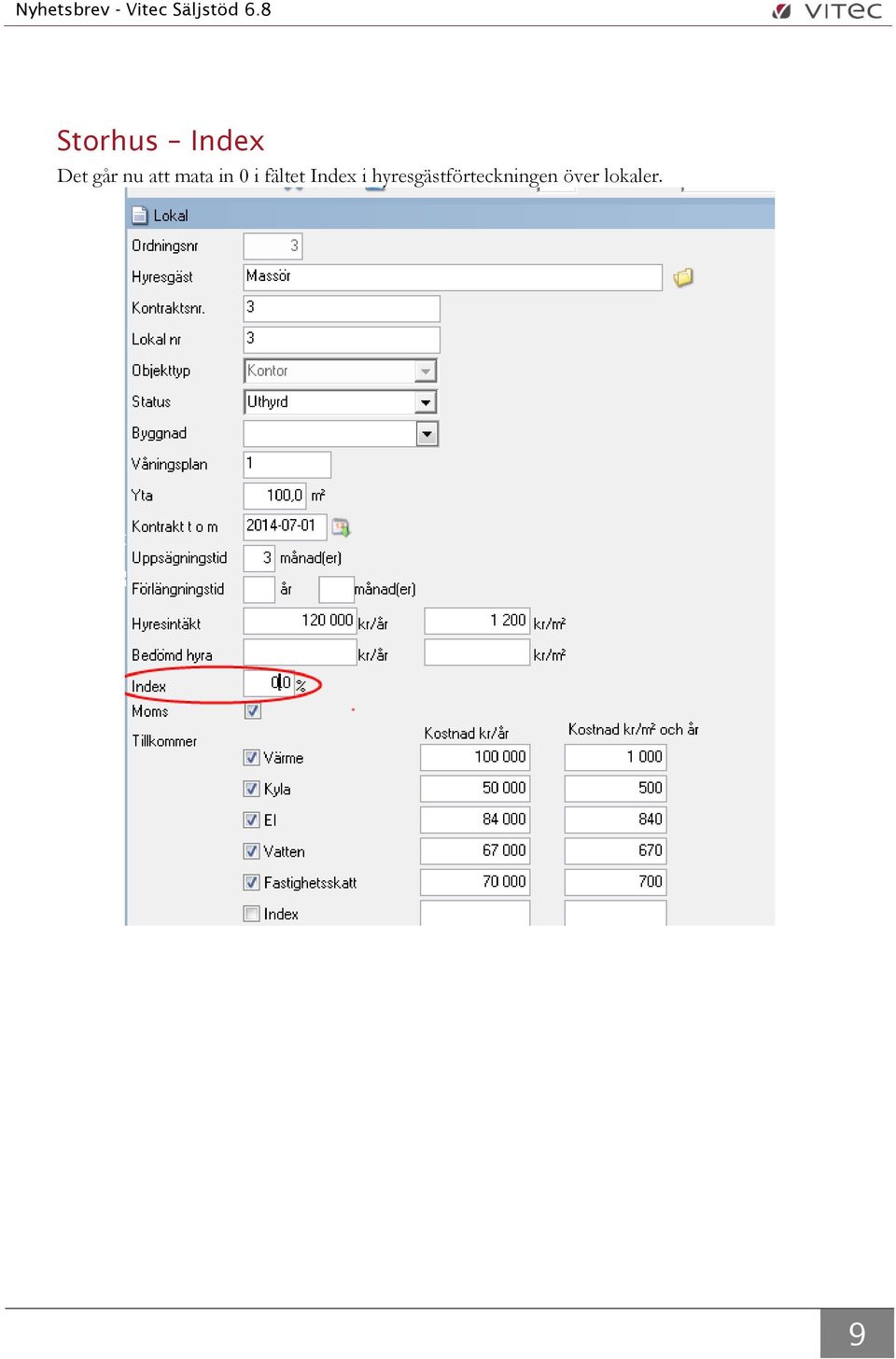 fältet Index i