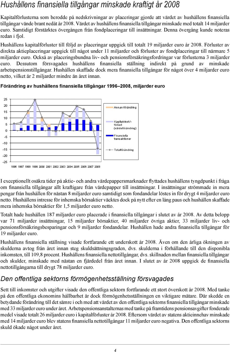 Hushållens kapitalförluster till följd av placeringar uppgick till totalt 19 miljarder euro år.