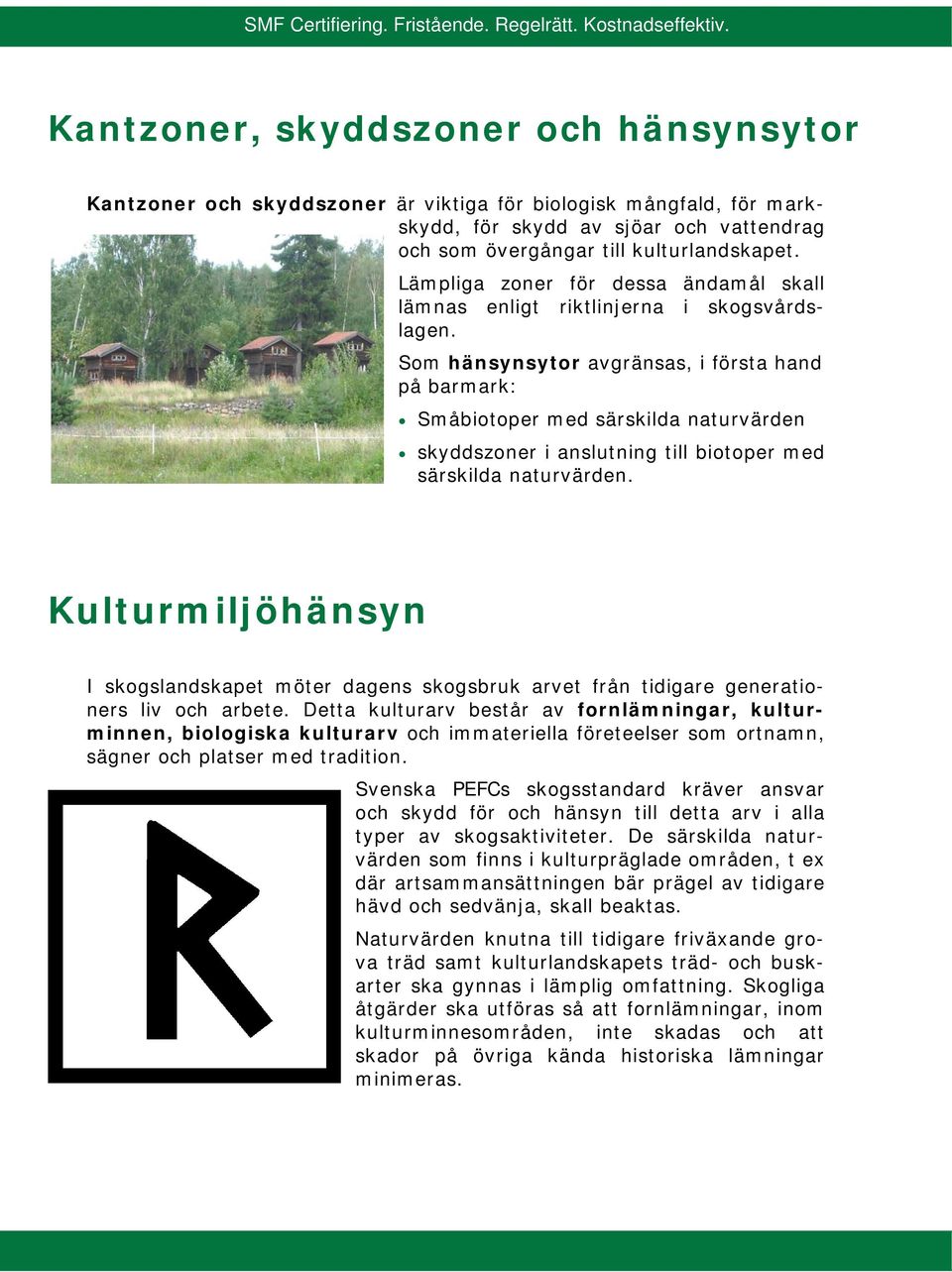 Som hänsynsytor avgränsas, i första hand på barmark: Småbiotoper med särskilda naturvärden skyddszoner i anslutning till biotoper med särskilda naturvärden.