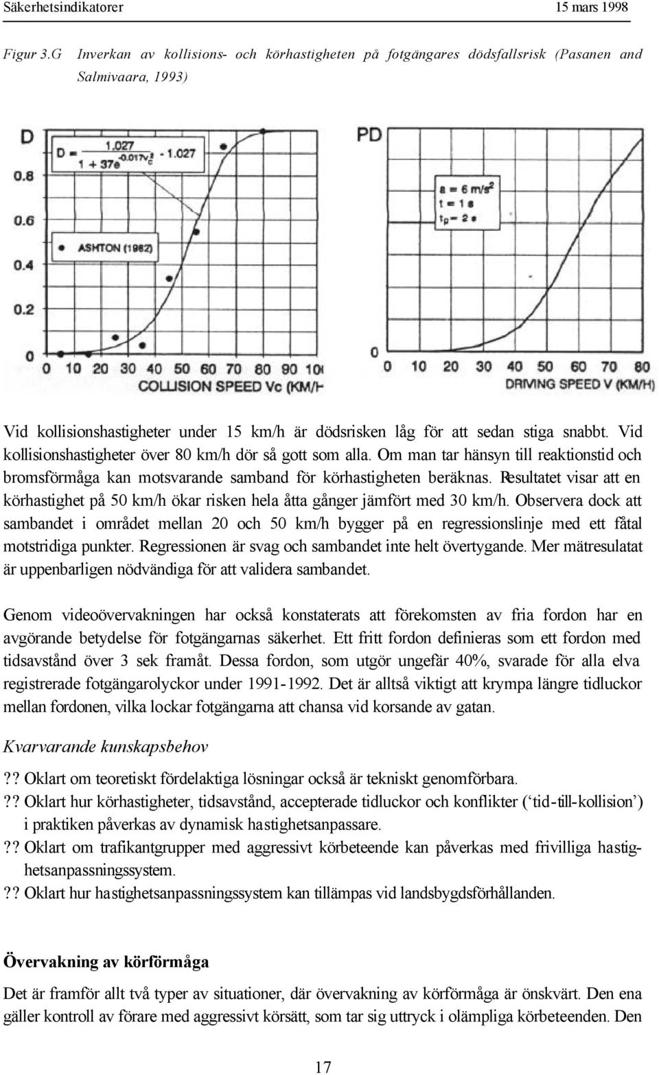 Resultatet visar att en körhastighet på 50 km/h ökar risken hela åtta gånger jämfört med 30 km/h.