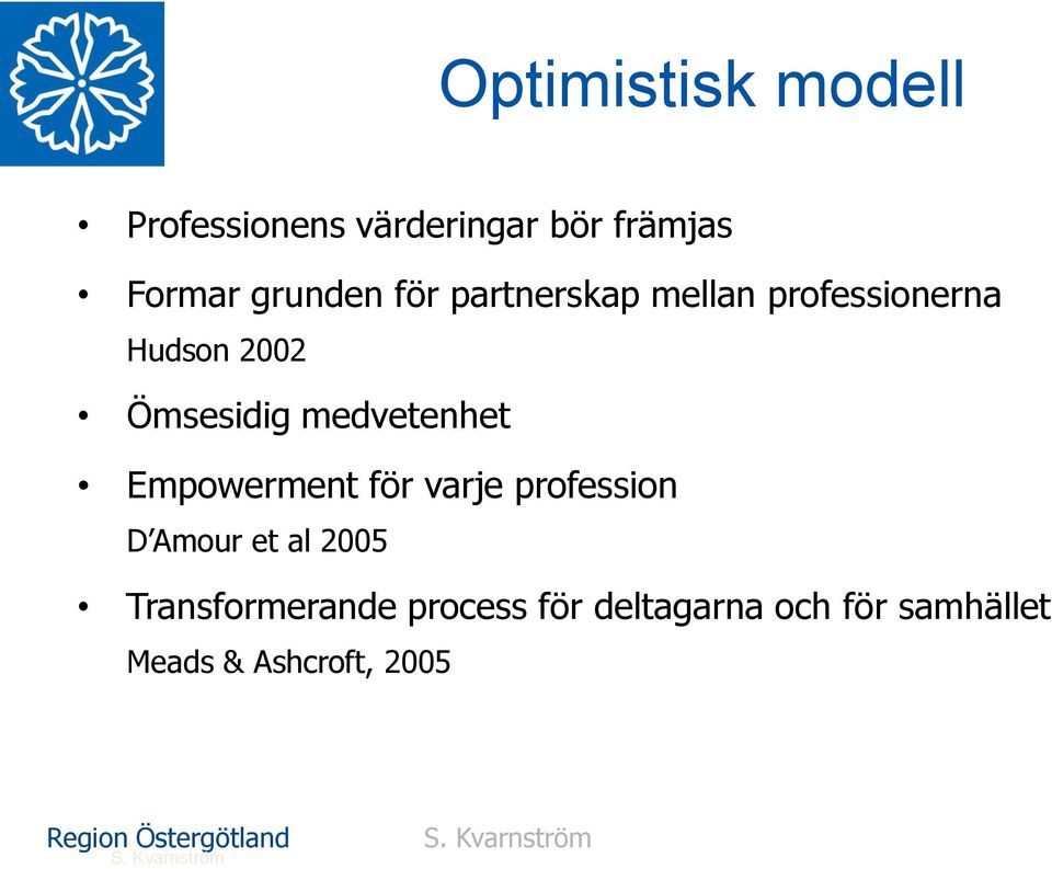 medvetenhet Empowerment för varje profession D Amour et al 2005