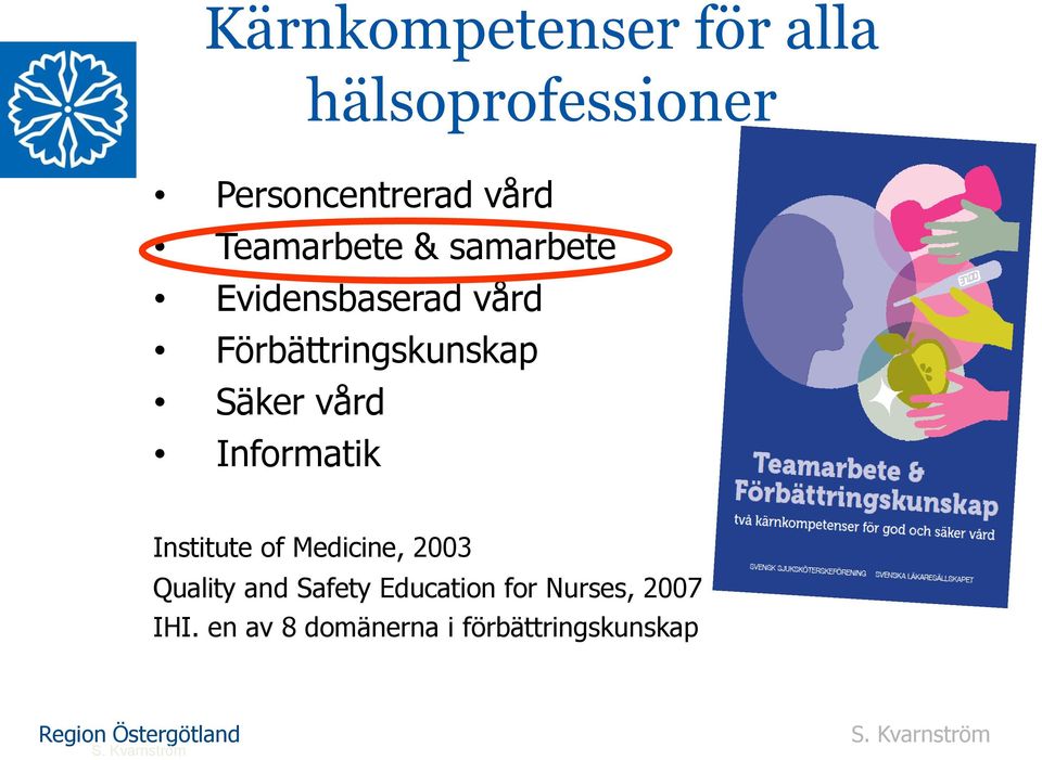 Säker vård Informatik Institute of Medicine, 2003 Quality and