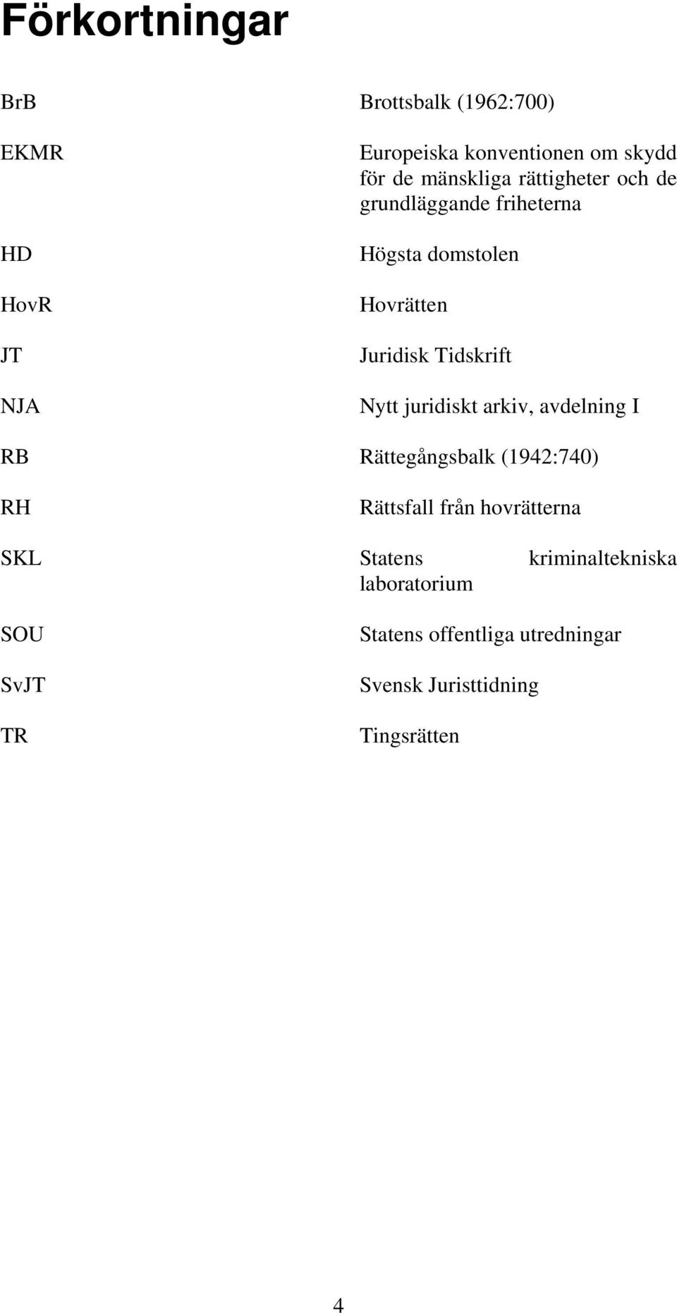 Nytt juridiskt arkiv, avdelning I RB Rättegångsbalk (1942:740) RH Rättsfall från hovrätterna SKL