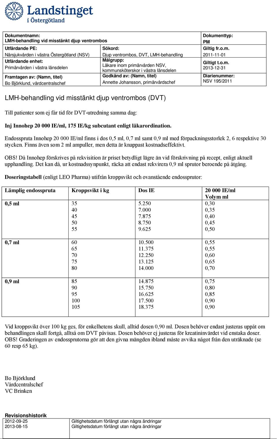 os, DVT, LMH-behandling Läkare inom 