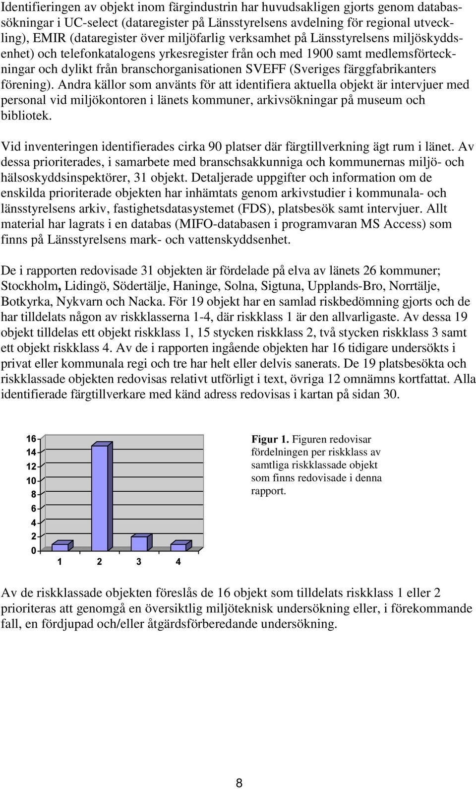 färggfabrikanters förening). Andra källor som använts för att identifiera aktuella objekt är intervjuer med personal vid miljökontoren i länets kommuner, arkivsökningar på museum och bibliotek.