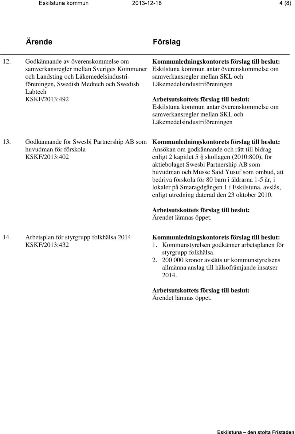 överenskommelse om samverkansregler mellan SKL och Läkemedelsindustriföreningen Eskilstuna kommun antar överenskommelse om samverkansregler mellan SKL och Läkemedelsindustriföreningen 13.