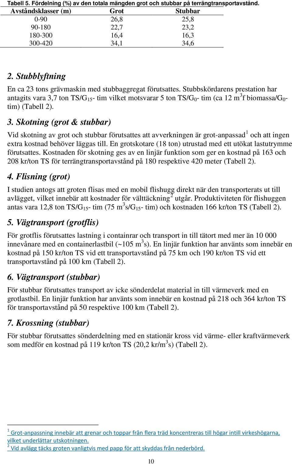 Stubbskördarens prestation har antagits vara 3,