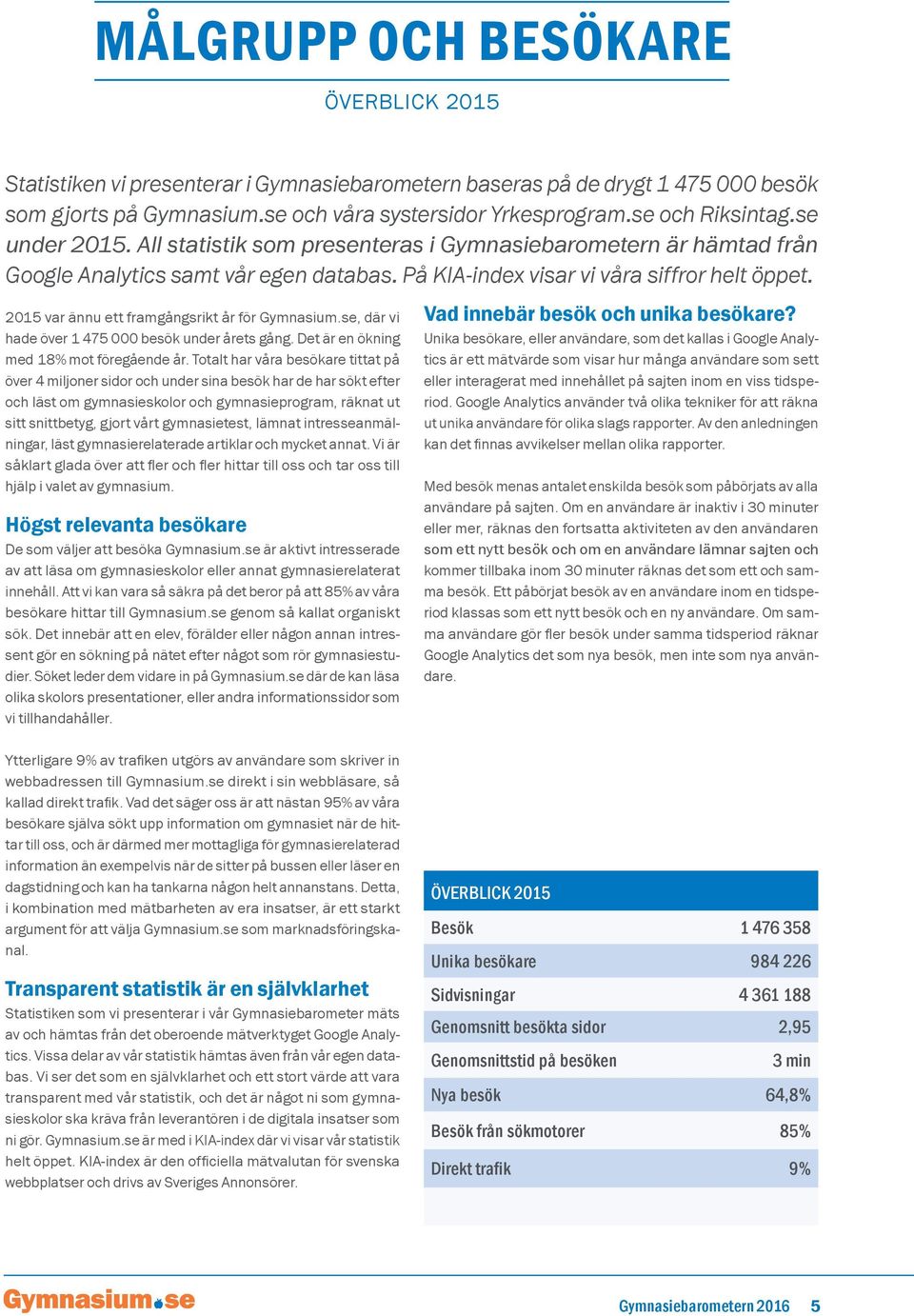 2015 var ännu ett framgångsrikt år för Gymnasium.se, där vi hade över 1 475 000 besök under årets gång. Det är en ökning med 18% mot föregående år.