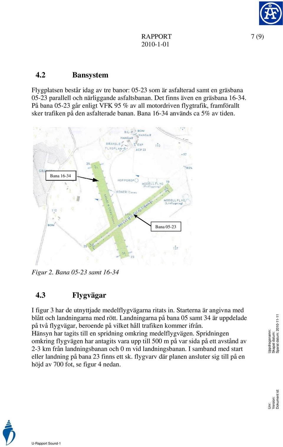 Bana 05-23 samt 16-34 4.3 Flygvägar I figur 3 har de utnyttjade medelflygvägarna ritats in. Starterna är angivna med blått och landningarna med rött.