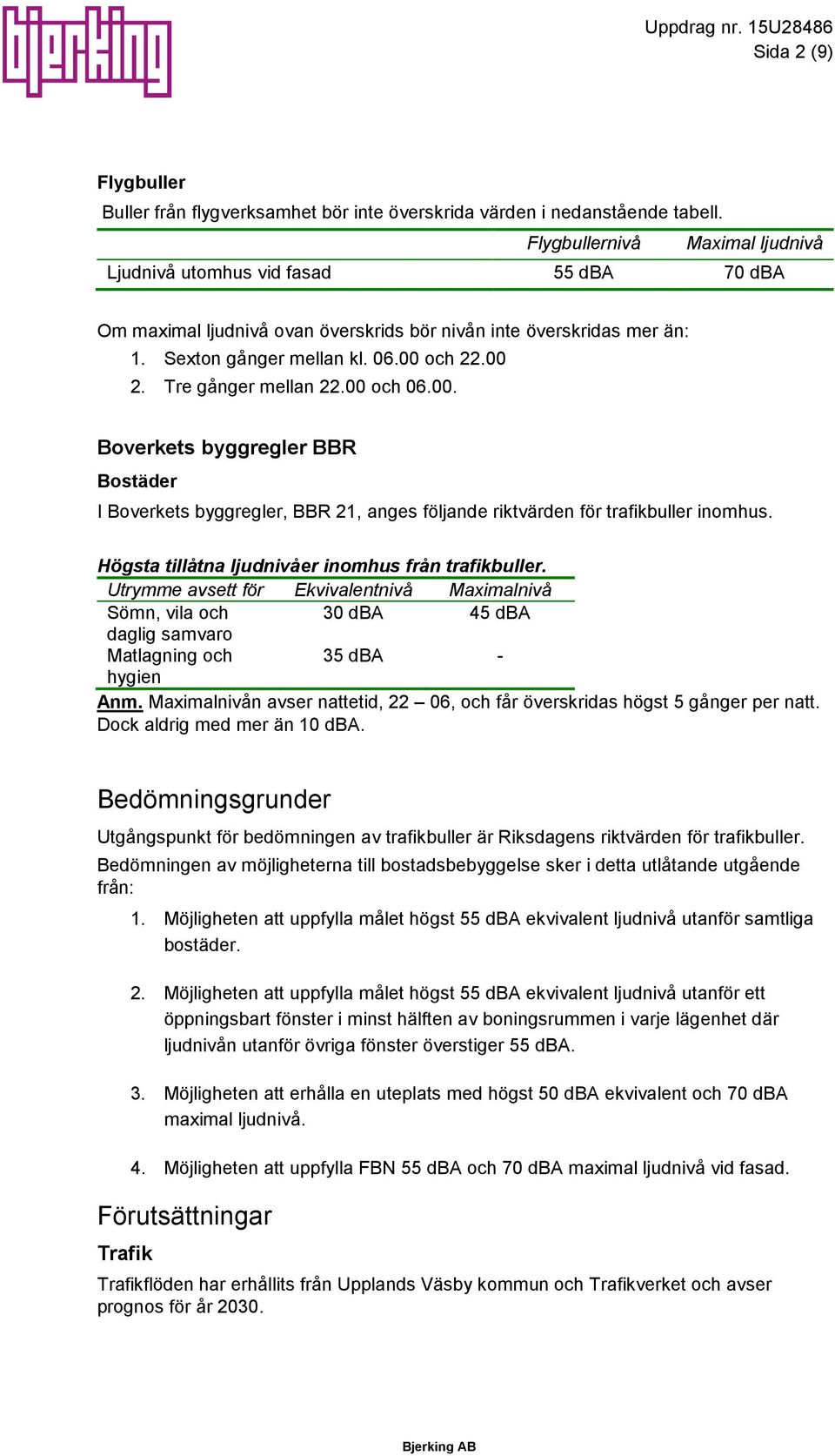 Tre gånger mellan 22.00 och 06.00. Boverkets byggregler BBR Bostäder I Boverkets byggregler, BBR 21, anges följande riktvärden för trafikbuller inomhus.