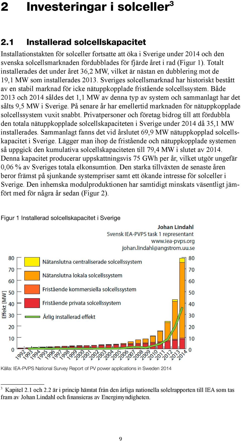 Totalt installerades det under året 36,2 MW, vilket är nästan en dubblering mot de 19,1 MW som installerades 2013.