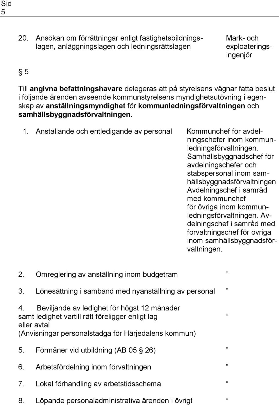 Anställande och entledigande av personal Kommunchef för avdelningschefer inom kommunledningsförvaltningen.