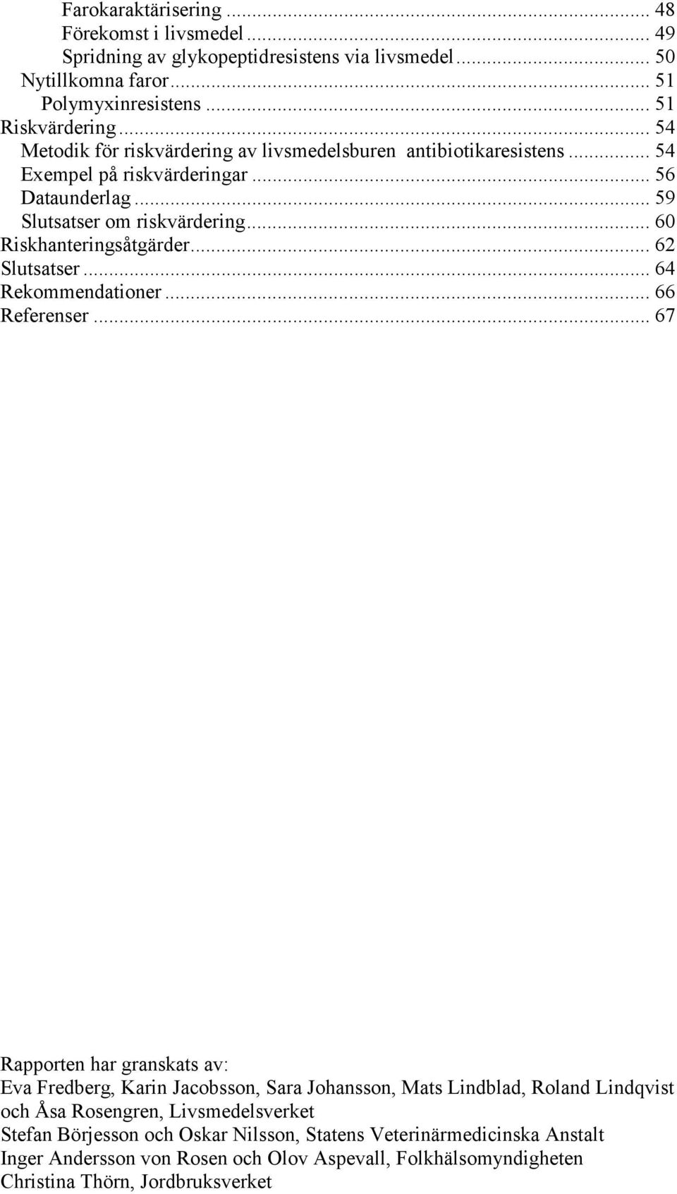 .. 60 Riskhanteringsåtgärder... 62 Slutsatser... 64 Rekommendationer... 66 Referenser.