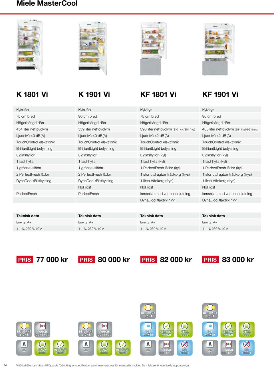 db(a) TouchControl elektronik TouchControl elektronik TouchControl elektronik TouchControl elektronik BrilliantLight belysning BrilliantLight belysning BrilliantLight belysning BrilliantLight