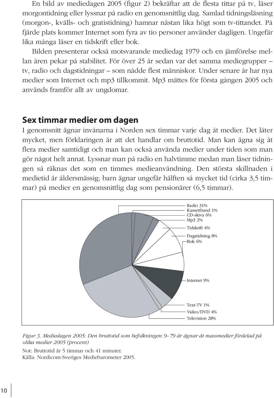 Ungefär lika många läser en tidskrift eller bok. Bilden presenterar också motsvarande mediedag 1979 och en jämförelse mellan åren pekar på stabilitet.