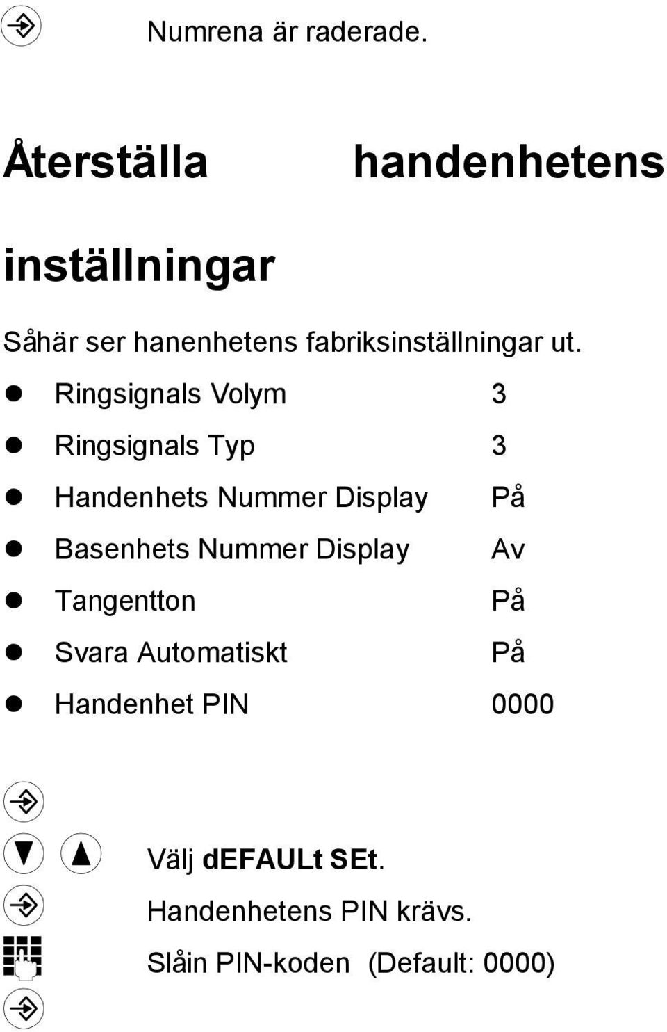 ut. Ringsignals Volym 3 Ringsignals Typ 3 Handenhets Nummer Display På Basenhets