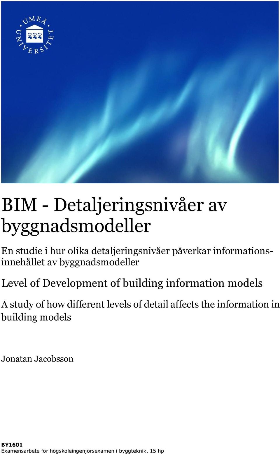 information models A study of how different levels of detail affects the information