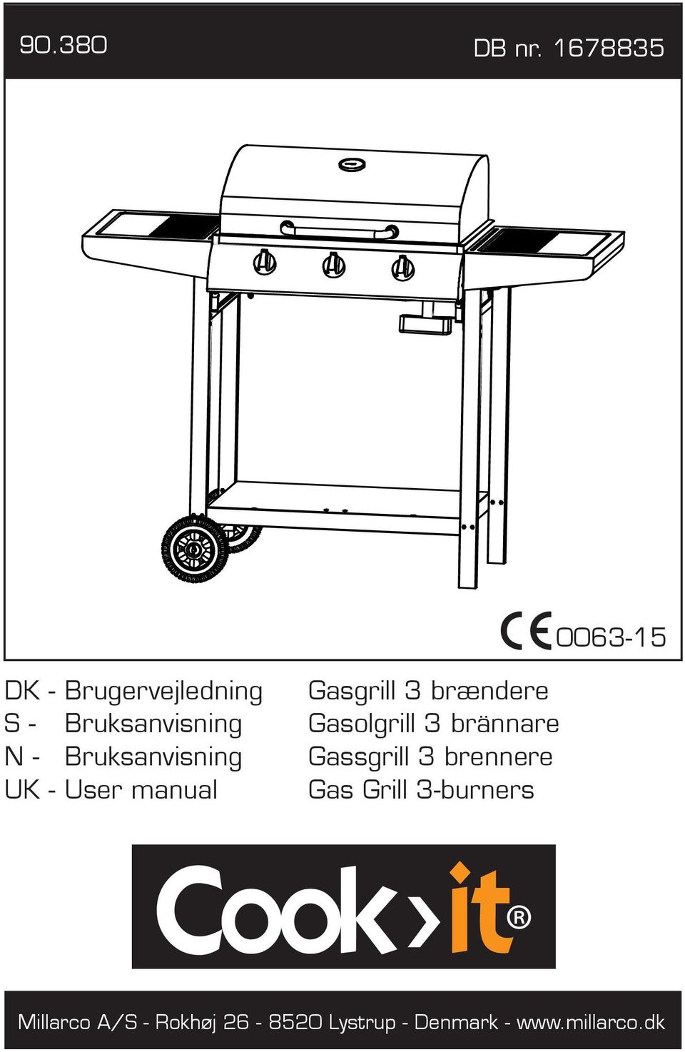 Bruksanvisning Gasolgrill 3 brännare N - Bruksanvisning