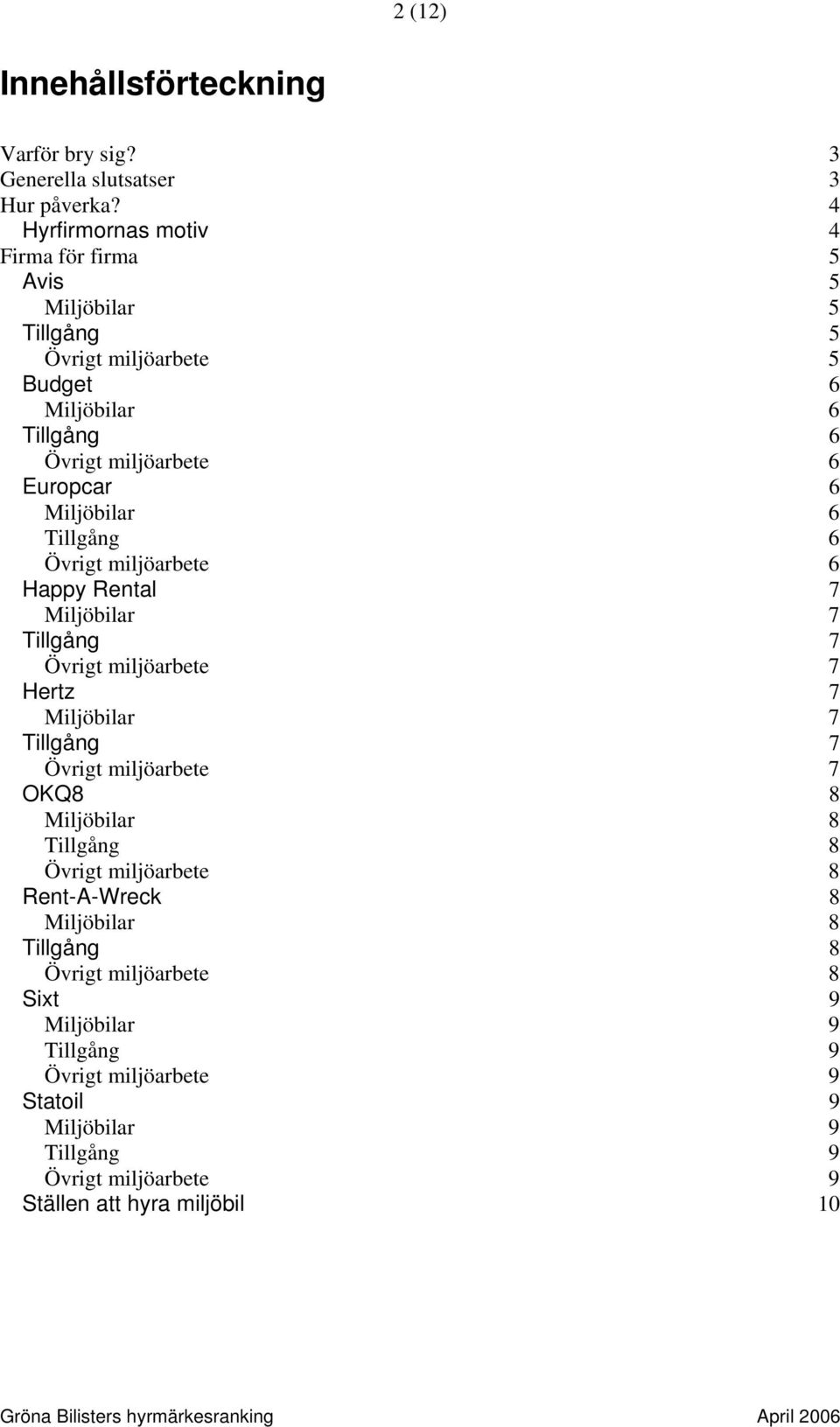 4 Hyrfirmornas motiv 4 Firma för firma 5 Avis 5 5 5 5 Budget 6 6 6 6