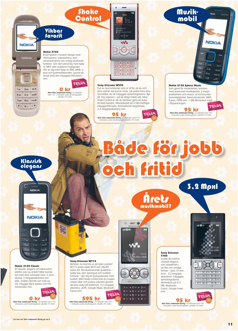 0 kr Med Telia Jobbmobil Rörlig i 12 månader med 119:- i månaden under bindningstiden, Sony Ericsson W595 Full av nya funktioner som är till för att du och dina vänner ska kunna rocka.