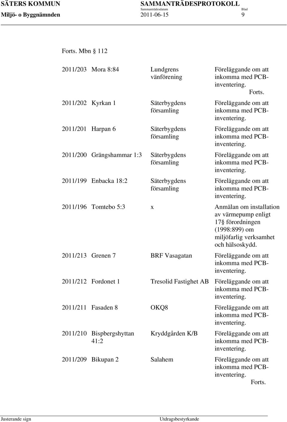 Grängshammar 1:3 Säterbygdens församling 2011/199 Enbacka 18:2 Säterbygdens församling Forts.