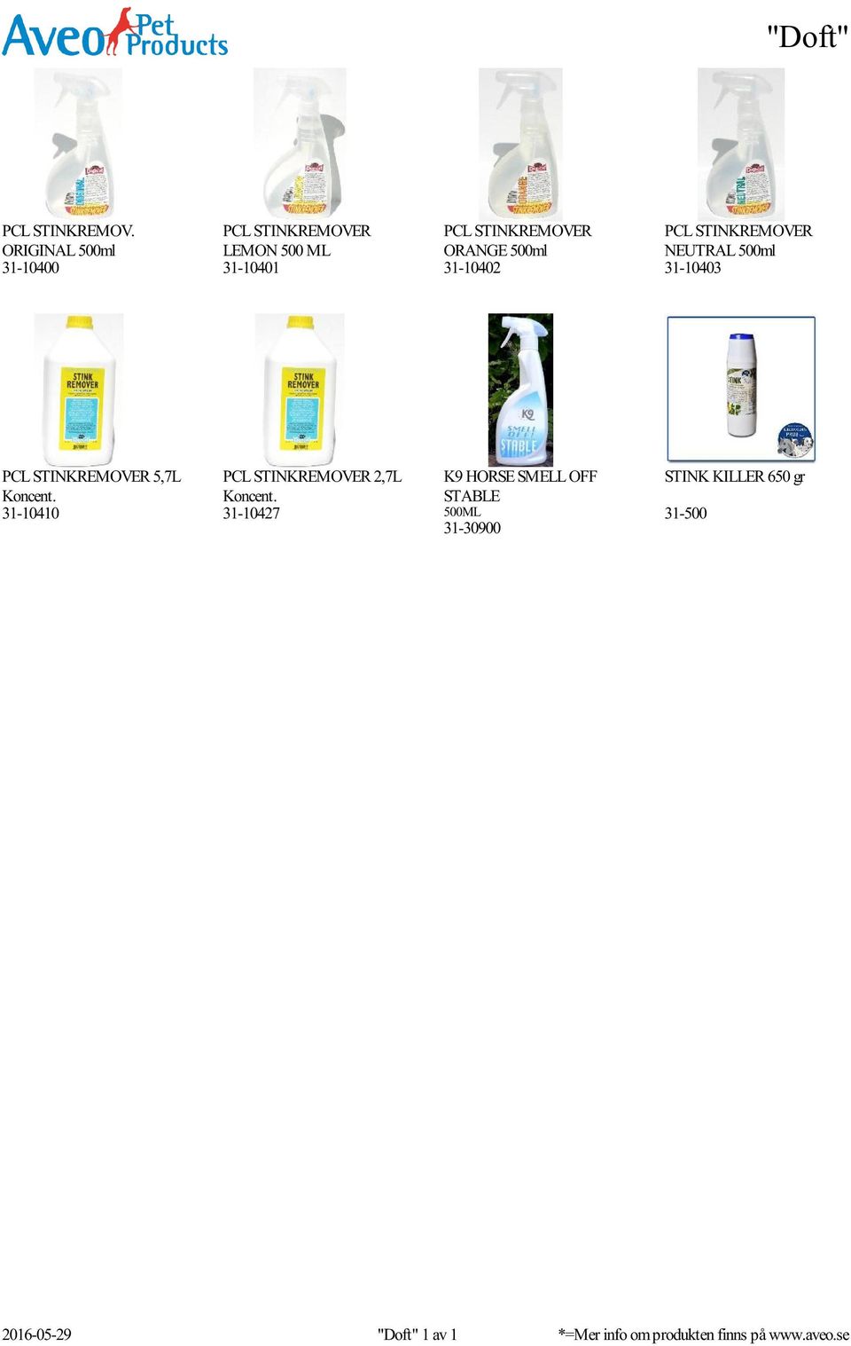 5,7L Koncent 31-10410 PCL STINKREMOVER 2,7L Koncent 31-10427 K9 HORSE SMELL OFF STABLE 500ML