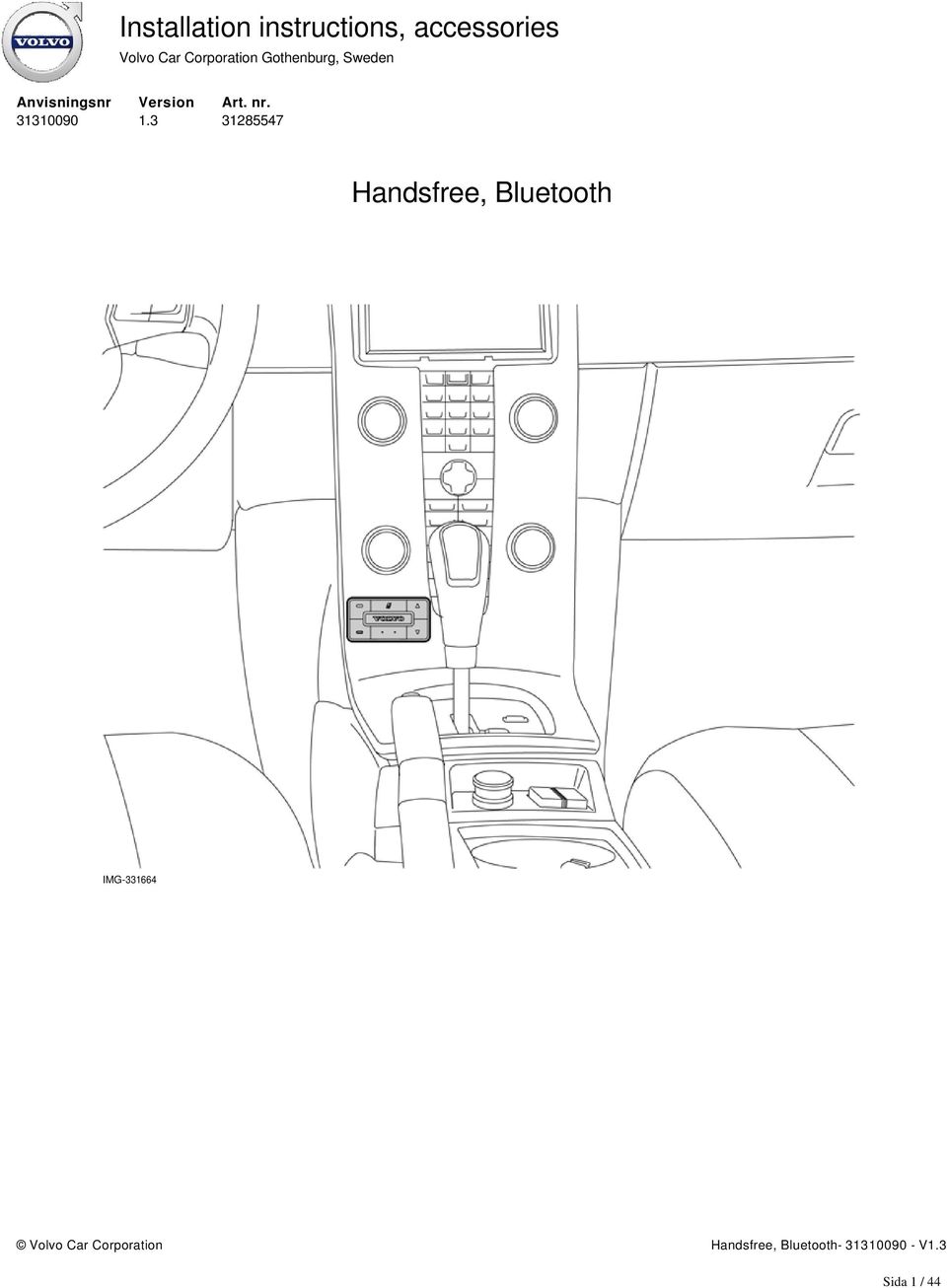 31285547 Handsfree, Bluetooth IMG-331664 Volvo